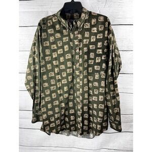 VTG Ralph Lauren Chaps Large Shirt Button Down Long Sleeve Green‎ Leaves Nature